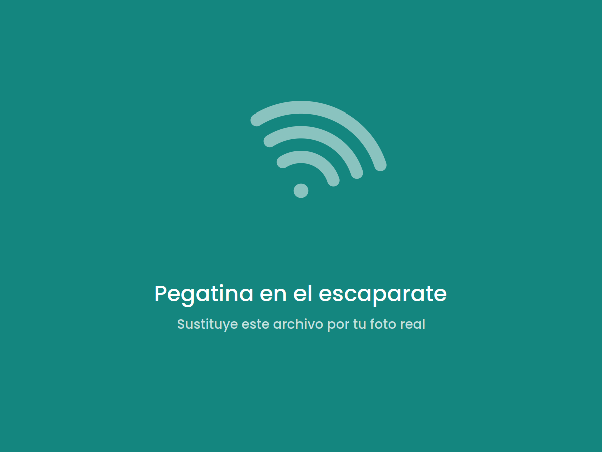 Pegatina NFC pegada en el cristal de un escaparate